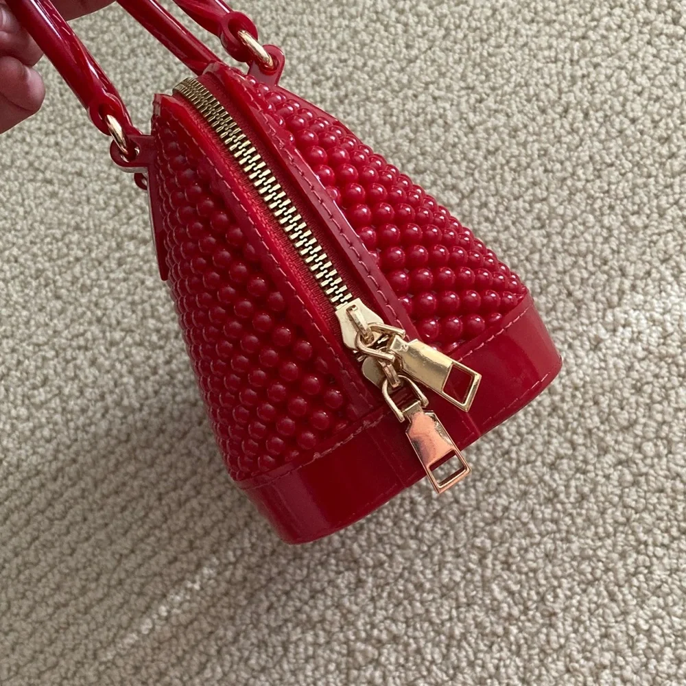Girls’ Plastic Red Mini Bag Handbag Toy with Top Handle EUC